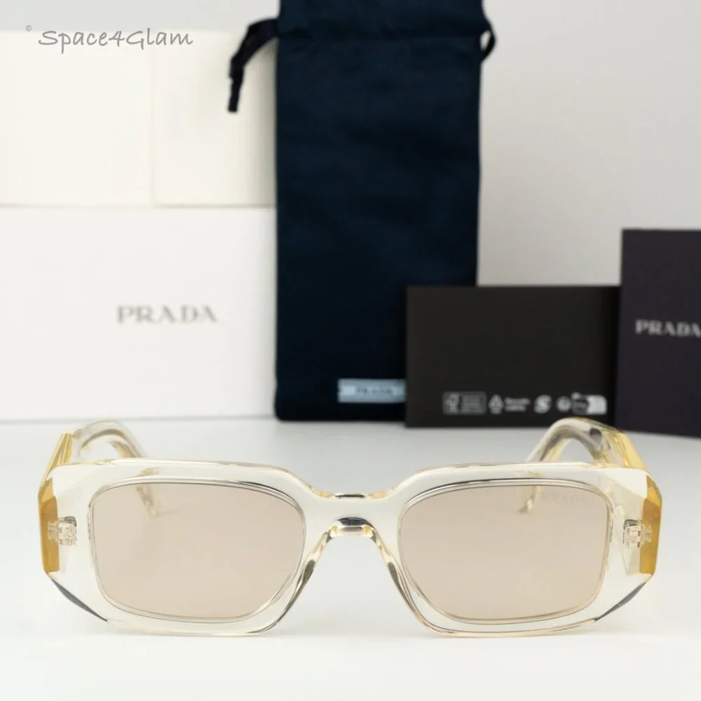 BRAND NEW Prada PR17WS 19X30N Clear Champagne Platino Mirror Unisex Sunglasses